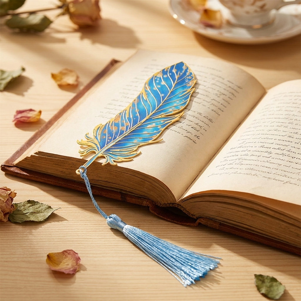 Coffee Shop Equipment - Creative Hollow Feather Metal Bookmark Transparent
