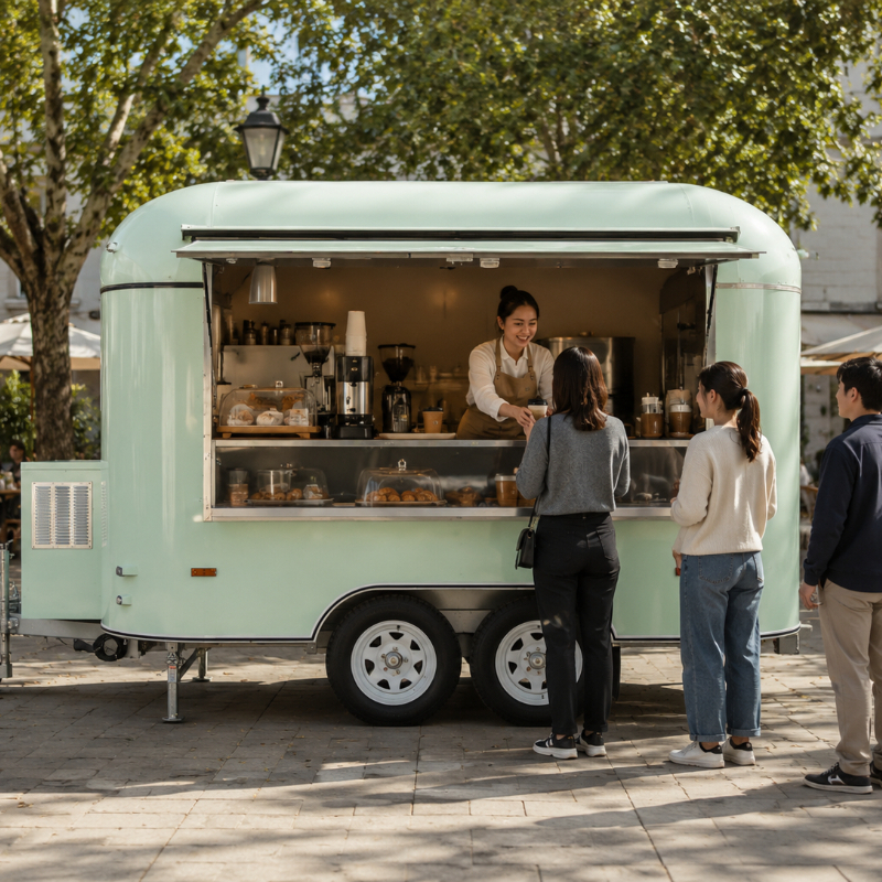 Food Cart Mobile Trailer Custo - Mobile Coffee Van Equipment ulasan dan harga
